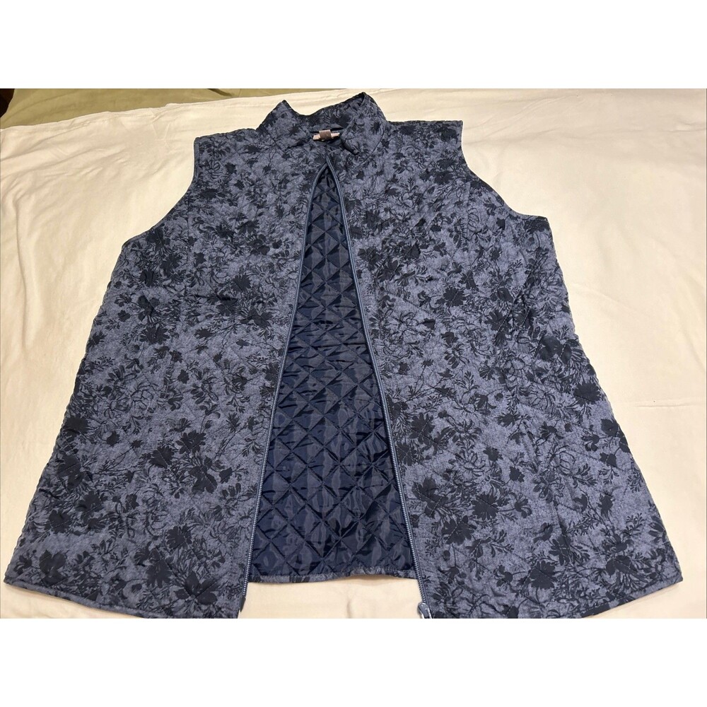 J. Jill Boho Cottagecore Dark Floral Quilted Vest Coquette Gilet Size M